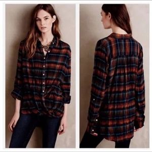 Anthropologie Plaid blouse